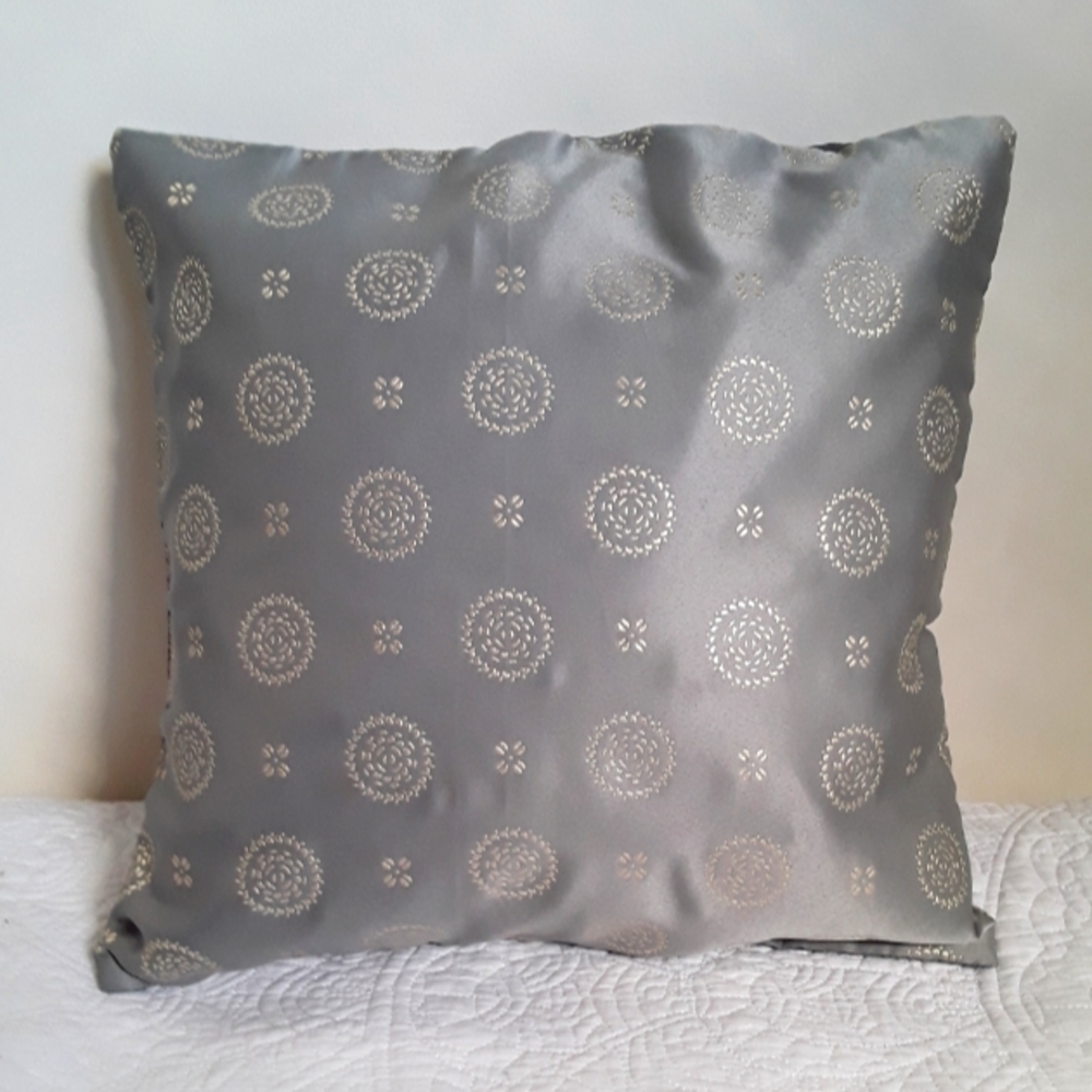ELEGANT SATIN GRAY DECORATIVE CUSHION COVER